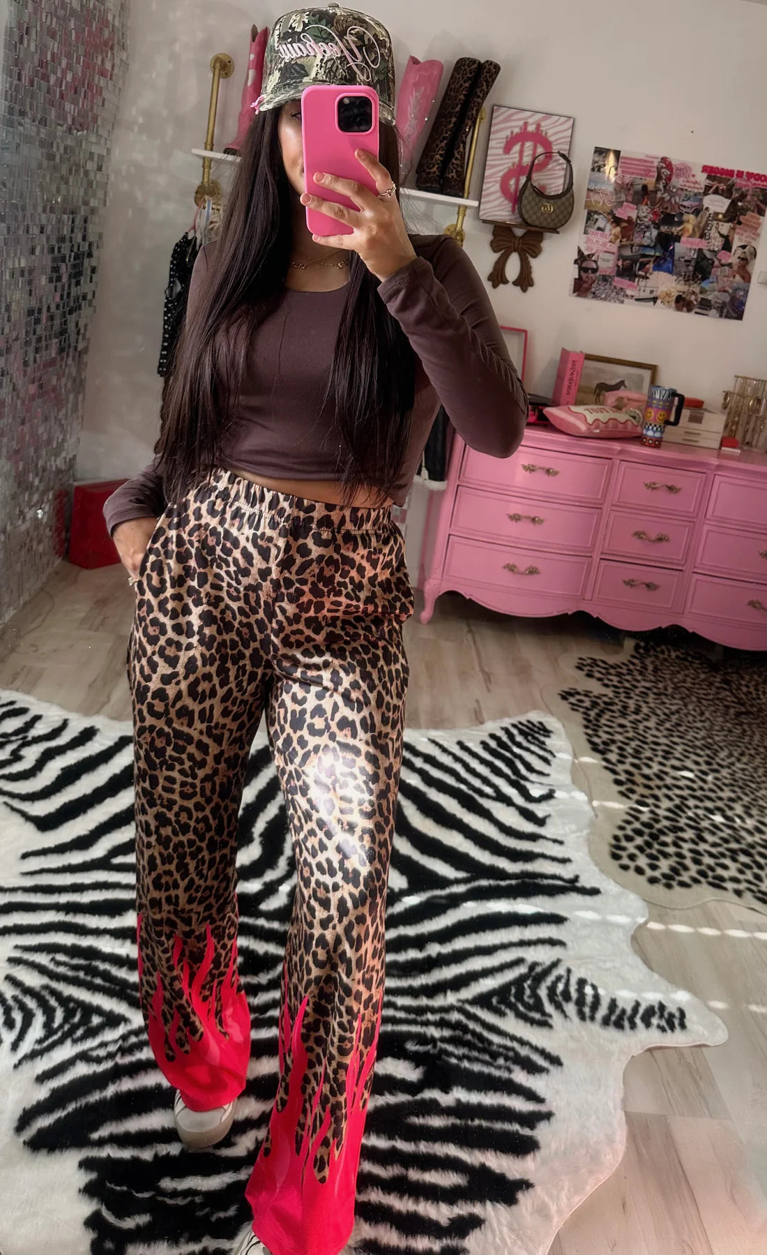 original Pink flame leopard pants preorder