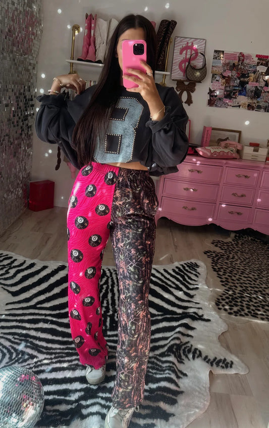 The double trouble Pink zebra with camo 8 balls | right side real tree camo pants preorder